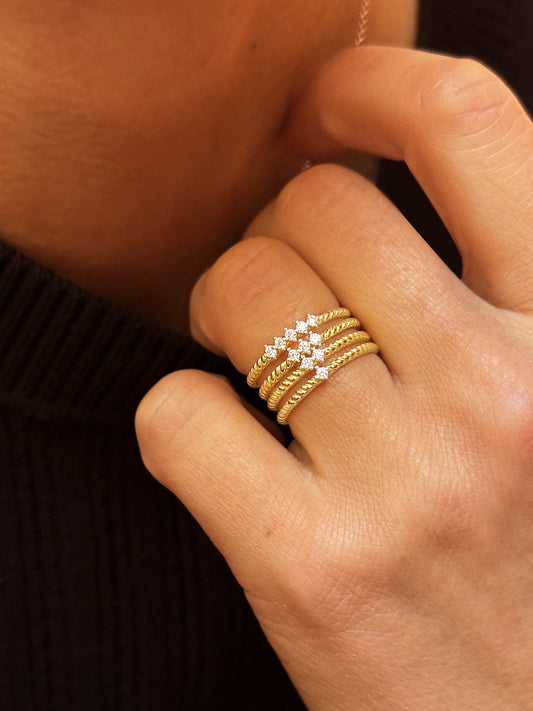 Bague en Argent 925 doré Or jaune 18k et Argent assemblée d'Oxyde de zirconium - Maison Di Giorgio