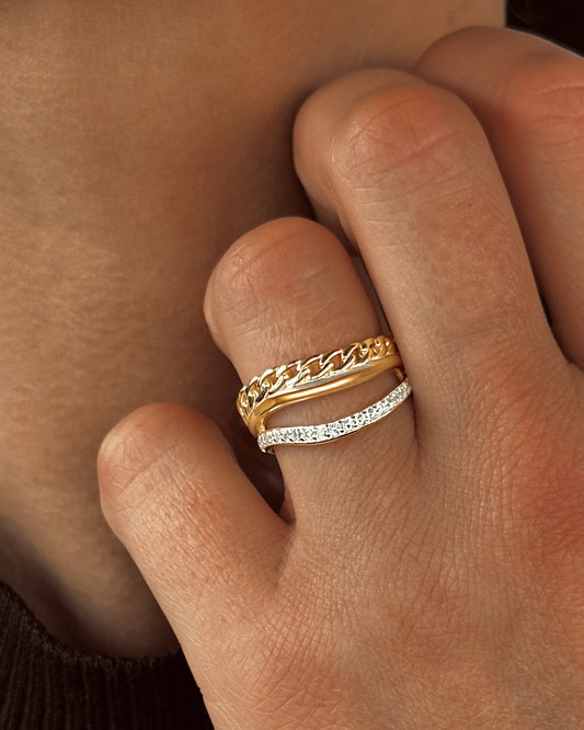 Bague en Argent 925 doré Or jaune 18k assemblée d'Oxyde de zirconium - Maison Di Giorgio