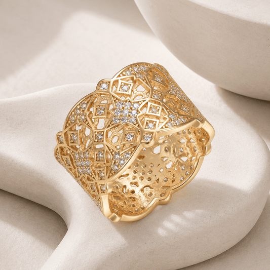 Bague - Argent 925 doré Or jaune 18k, Oxyde de zirconium - Maison Di Giorgio