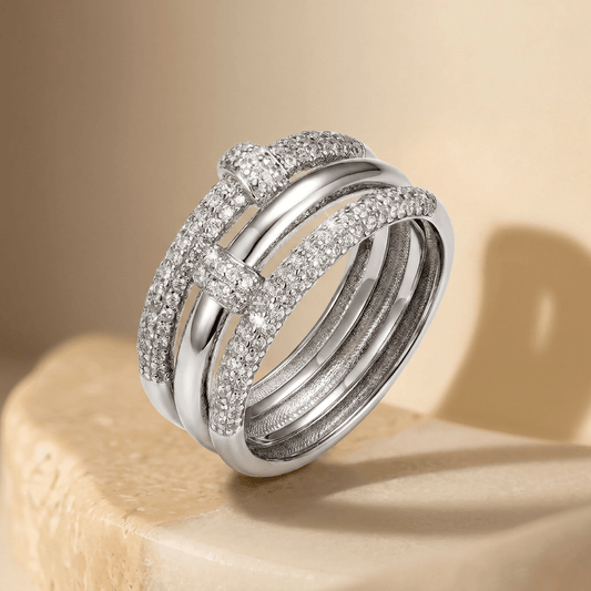Bague Argentée assemblée d'Oxyde de zirconium - Maison Di Giorgio