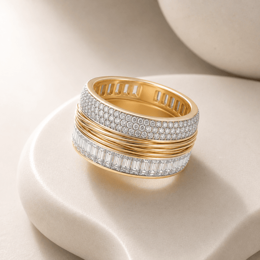 Bague - Argent 925 doré Or jaune 18k et argenté, Oxyde de zirconium - Maison Di Giorgio