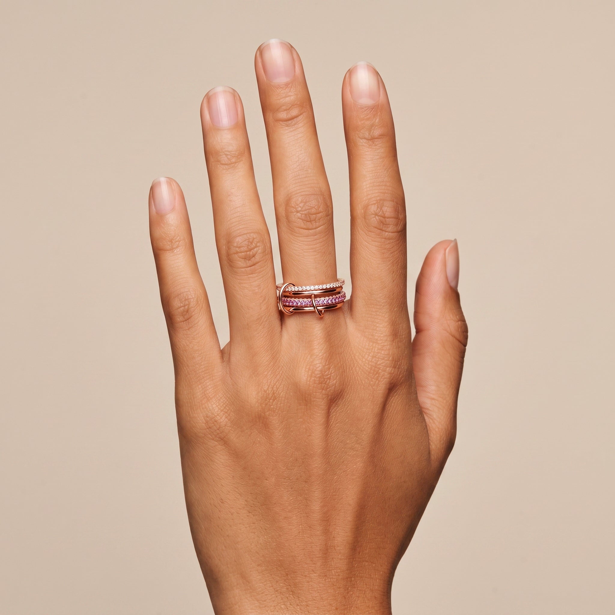 Bague Quattro - Argent 925 doré Or rose 18k, Oxyde de zirconium - Maison Di Giorgio