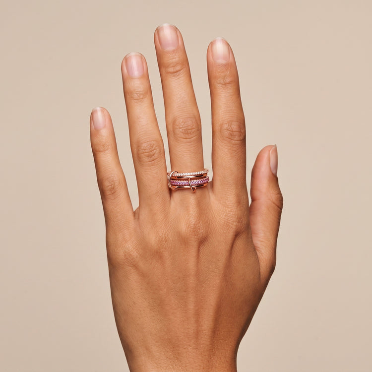 Bague Quattro - Argent 925 doré Or rose 18k, Oxyde de zirconium - Maison Di Giorgio
