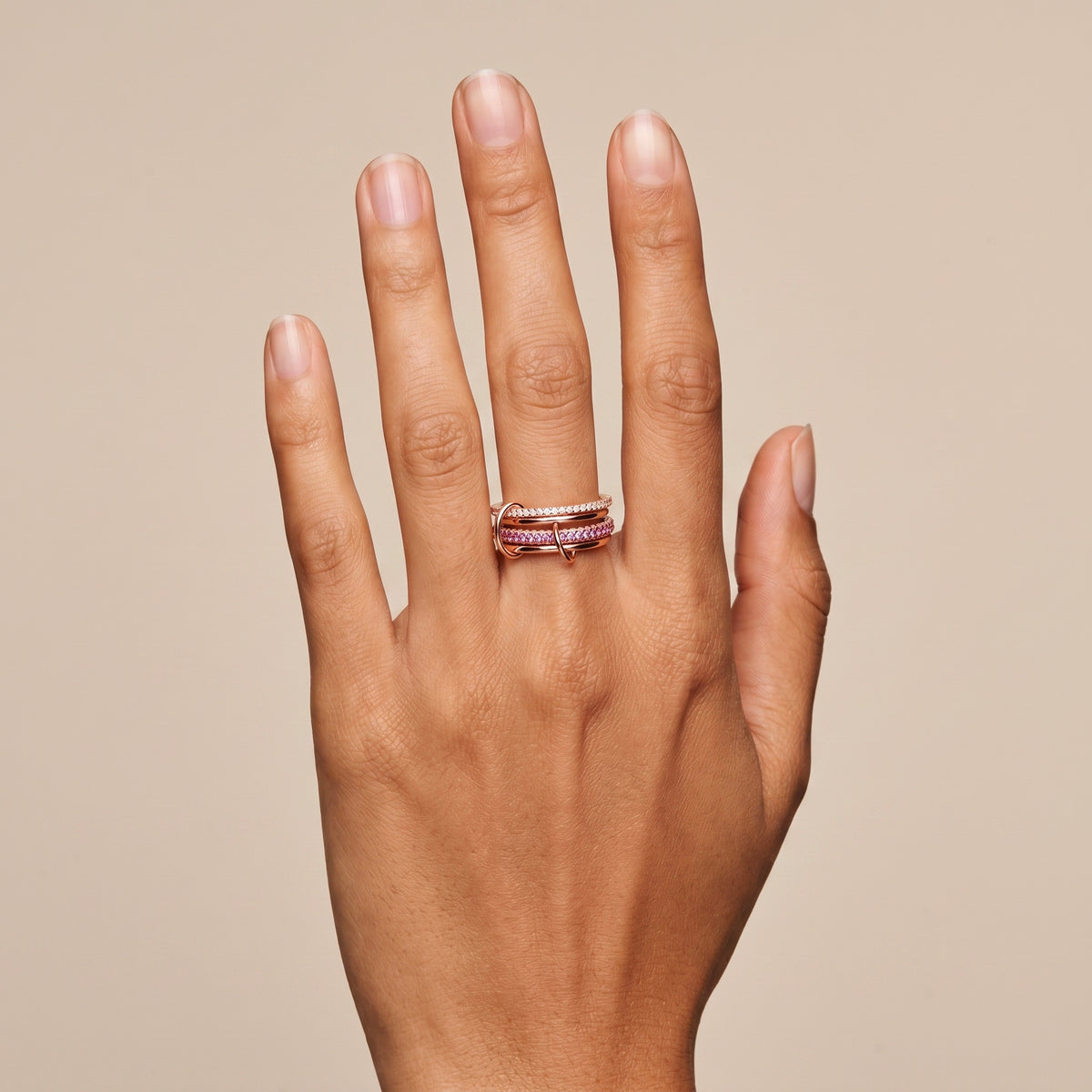 Bague Quattro - Argent 925 doré Or rose 18k, Oxyde de zirconium - Maison Di Giorgio