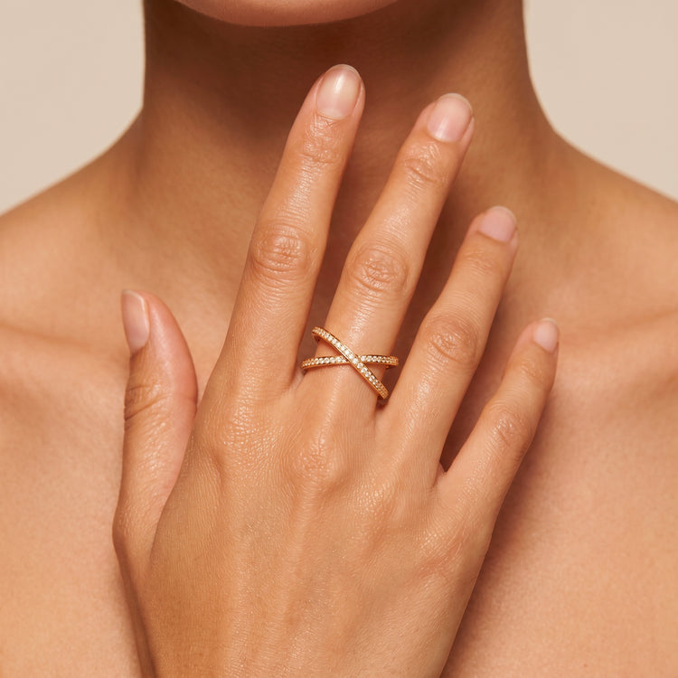 Bague Stella - Argent 925 doré Or jaune 18k, Oxyde de zirconium - Maison Di Giorgio