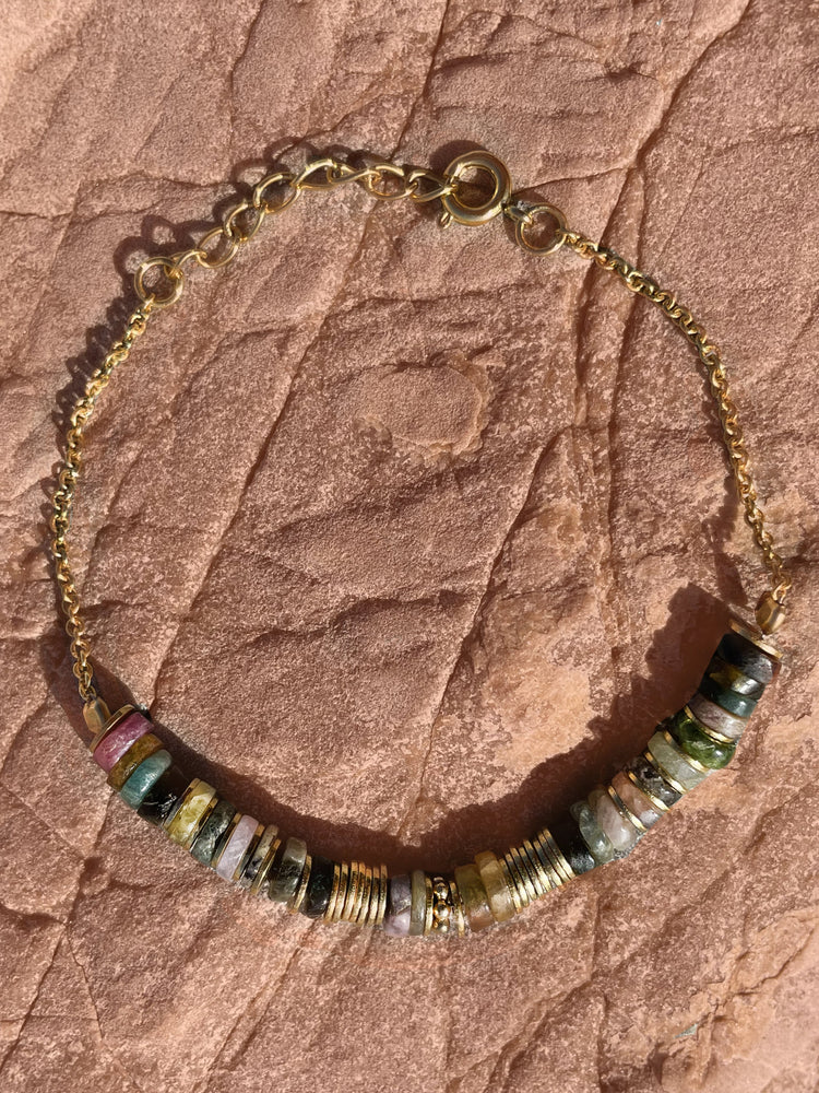 Bracelet perles doré Or jaune 18k assemblé de Tourmaline - Maison Di Giorgio