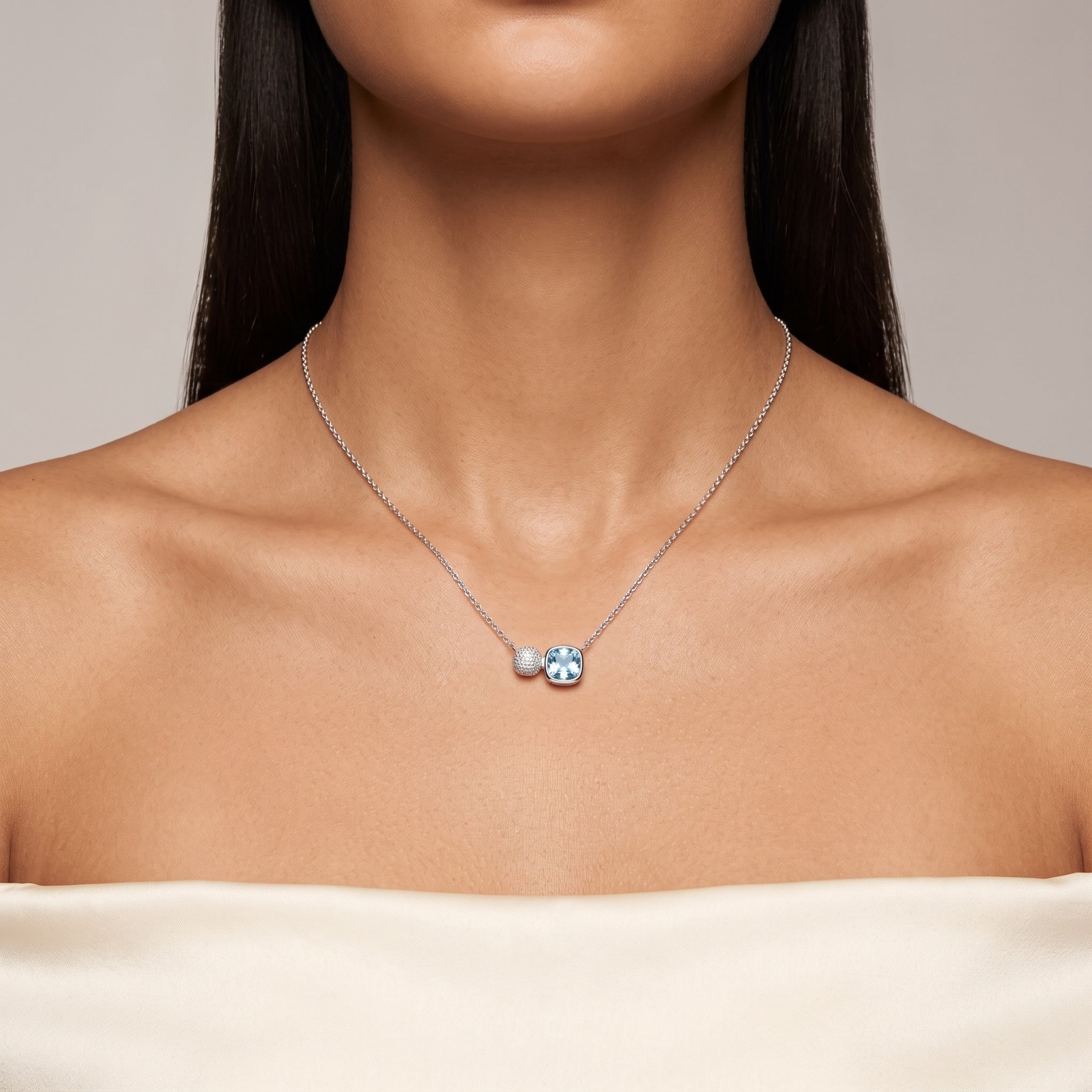 Collier Cristalline - Argenté, Topaze, Oxyde de zirconium - Maison Di Giorgio