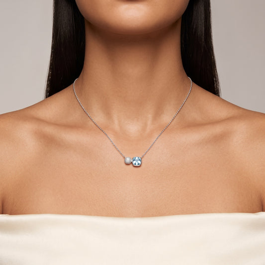 Collier Cristalline - Argenté, Topaze, Oxyde de zirconium - Maison Di Giorgio