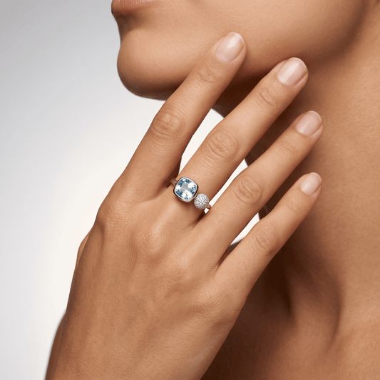 Bague Cristalline - Argentée, Topaze, Oxyde de zirconium - Maison Di Giorgio