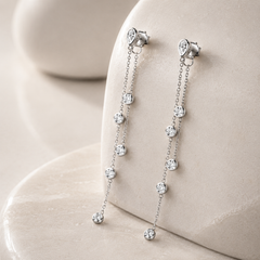 Boucles d'oreilles Argentées assemblées d'Oxyde de zirconium