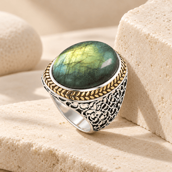 Bague - Argentée et dorée Or jaune 18k, Labradorite - Maison Di Giorgio