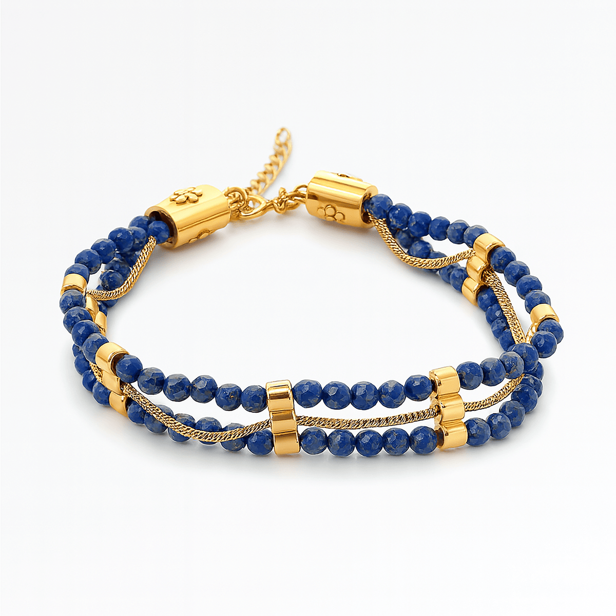 Bracelet doré Or jaune 18k assemblé de Lapis - Lazuli - Maison Di Giorgio