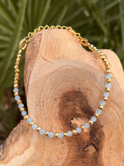 Bracelet doré Or jaune 18k, Amazonite, Pyrite - Maison Di Giorgio