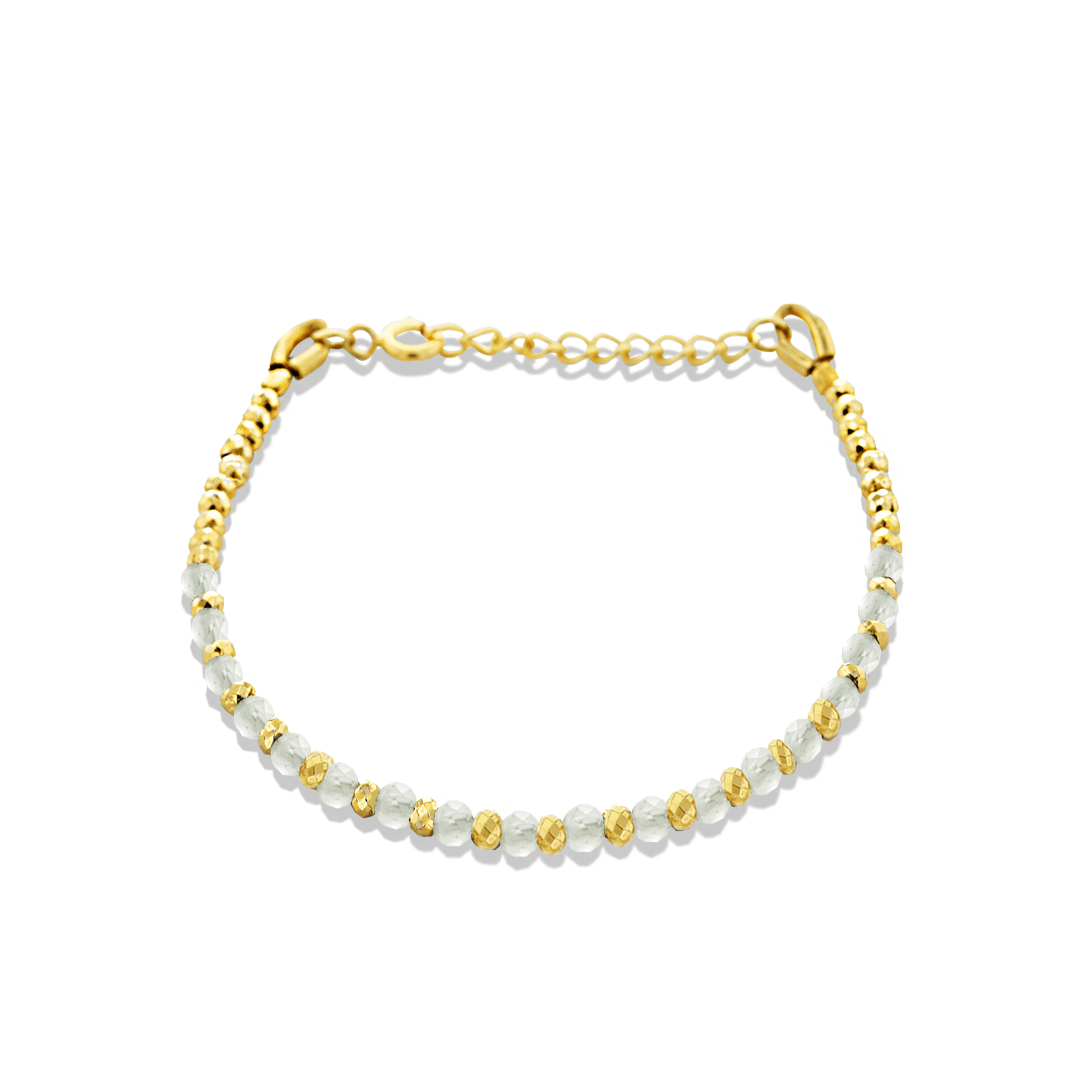 Bracelet doré Or jaune 18k, Prehnite, Pyrite dorée - Maison Di Giorgio
