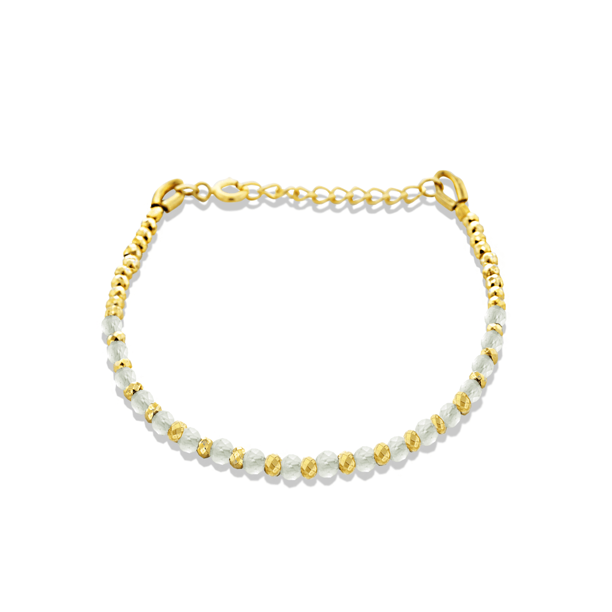 Bracelet doré Or jaune 18k, Prehnite, Pyrite dorée - Maison Di Giorgio