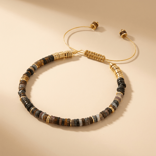 Bracelet perles doré Or jaune 18k assemblé de tourmaline - Maison Di Giorgio