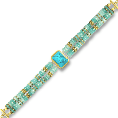 Bracelet perles doré Or jaune, Amazonite, Turquoise - Maison Di Giorgio