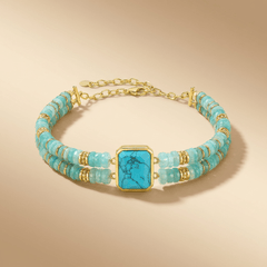 Bracelet perles doré Or jaune, Amazonite, Turquoise - Maison Di Giorgio