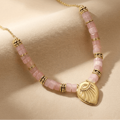 Bracelet perles doré Or jaune 18k, Opale rose - Maison Di Giorgio