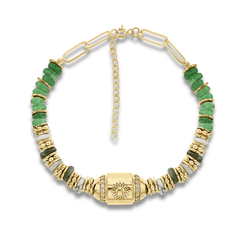 Bracelet perles doré Or jaune 18k, Onyx, Jade et Howlite - Maison Di Giorgio