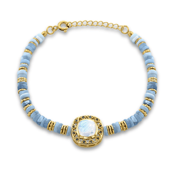 Bracelet perles doré Or jaune 18k, Pierre de lune, Spinelle noire, Opale - Maison Di Giorgio