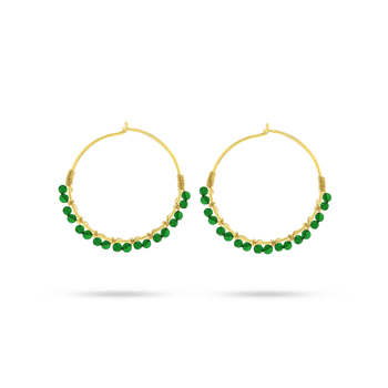 Boucles d'oreilles dorées Or jaune 18k assemblées d'émeraude - Maison Di Giorgio