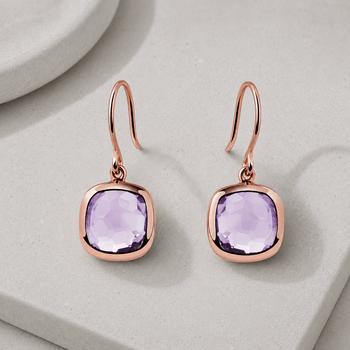 Boucles d'oreilles - Argent 925 doré Or rose 18k, Améthyste - Maison Di Giorgio