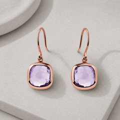 Boucles d'oreilles - Argent 925 doré Or rose 18k, Améthyste - Maison Di Giorgio
