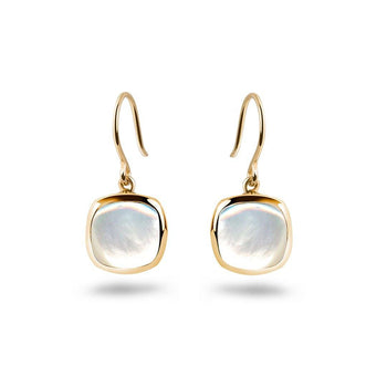 Boucles d'oreilles en Argent 925 doré Or jaune 18k assemblées de Pierre de lune - Maison Di Giorgio