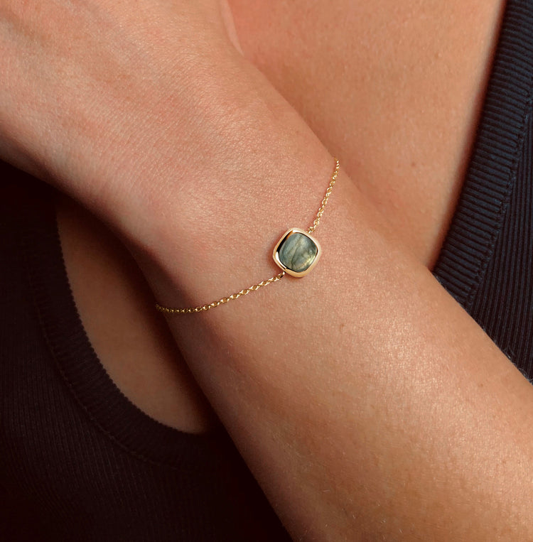 Bracelet en Argent 925 doré Or jaune 18k assemblé de Labradorite - Maison Di Giorgio