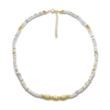Collier perles doré Or jaune 18k assemblé de howlite blanche - Maison Di Giorgio