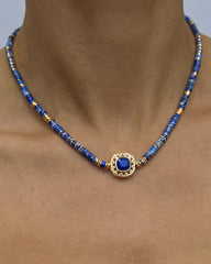Collier perles doré Or jaune 18k, Lapis-lazuli - Maison Di Giorgio