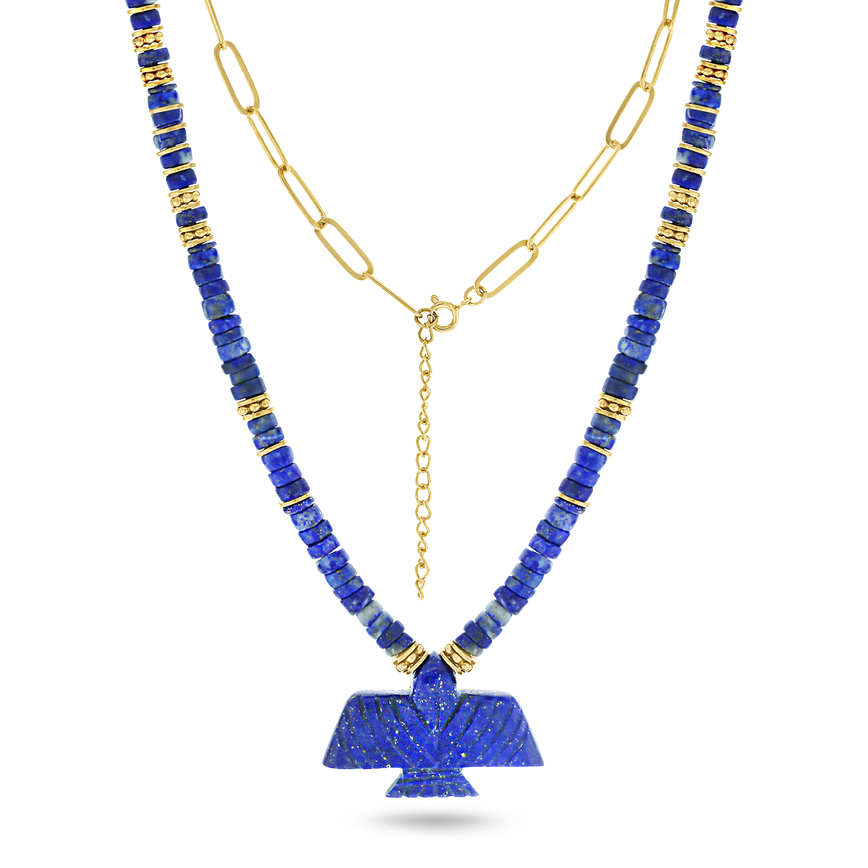Collier perles doré Or jaune 18k, Lapis-lazuli - Maison Di Giorgio