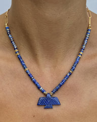 Collier perles doré Or jaune 18k, Lapis-lazuli - Maison Di Giorgio