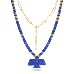 Collier perles doré Or jaune 18k, Lapis-lazuli - Maison Di Giorgio