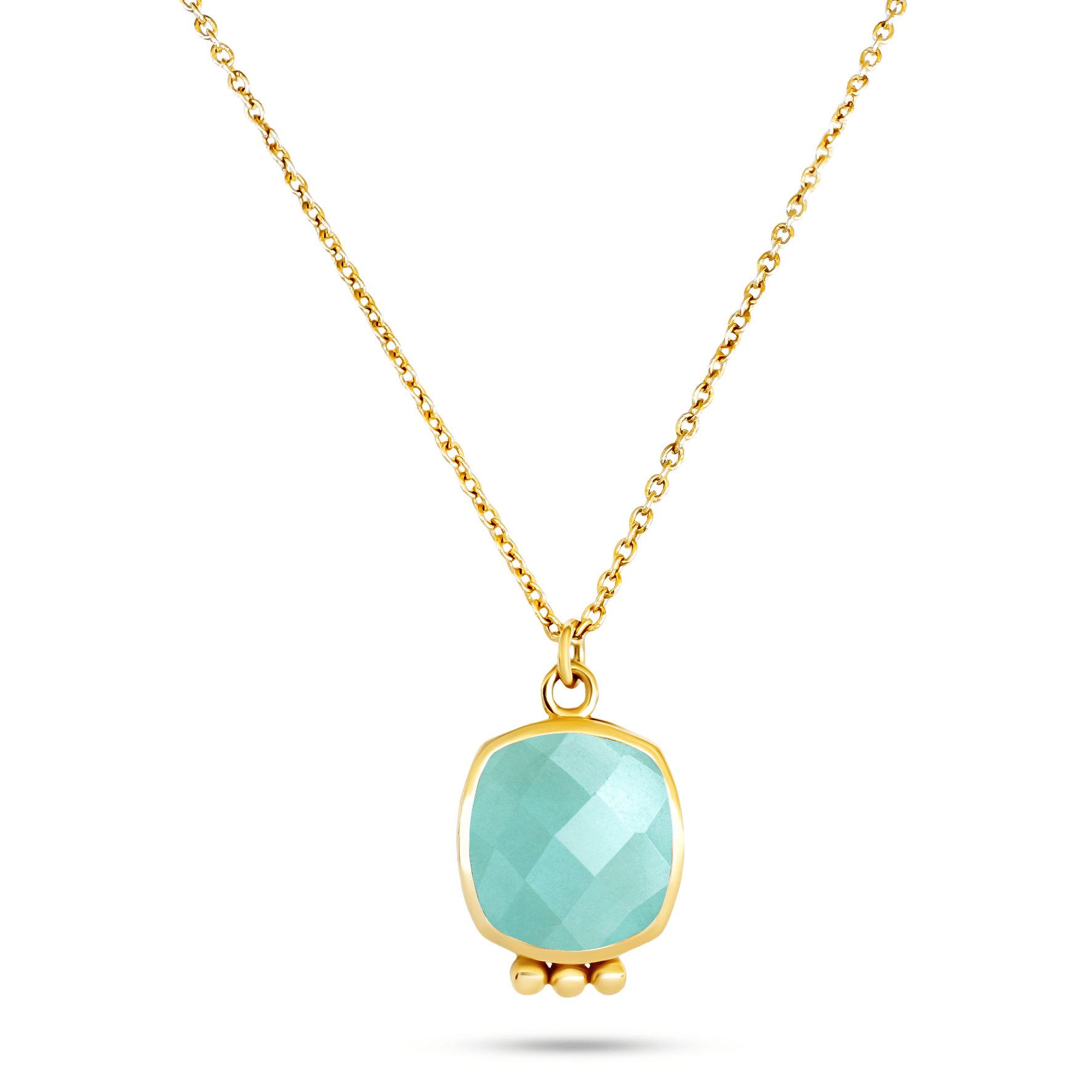 Collier doré Or jaune 18k assemblé d'Amazonite - Maison Di Giorgio