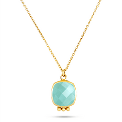 Collier doré Or jaune 18k assemblé d'Amazonite - Maison Di Giorgio