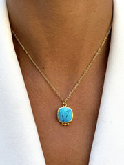 Collier doré Or jaune 18k assemblé de Turquoise - Maison Di Giorgio