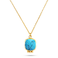 Collier doré Or jaune 18k assemblé de Turquoise - Maison Di Giorgio