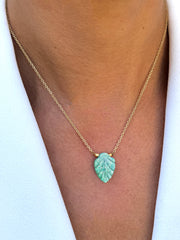 Collier doré Or jaune 18k assemblé d'Amazonite - Maison Di Giorgio