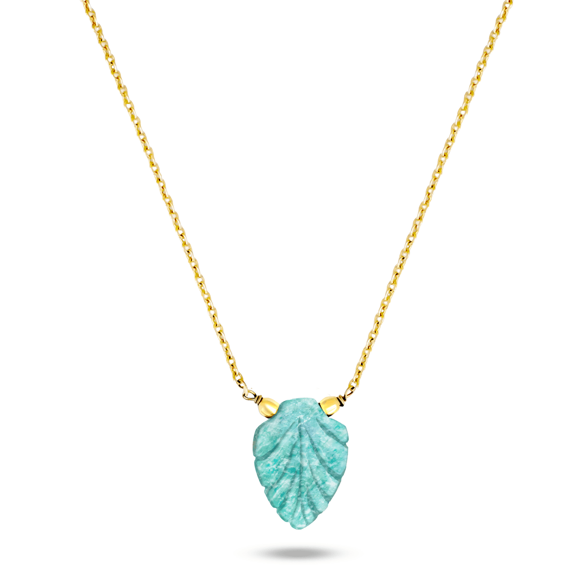 Collier doré Or jaune 18k assemblé d'Amazonite - Maison Di Giorgio