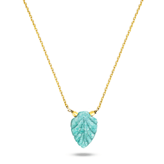 Collier doré Or jaune 18k assemblé d'Amazonite - Maison Di Giorgio