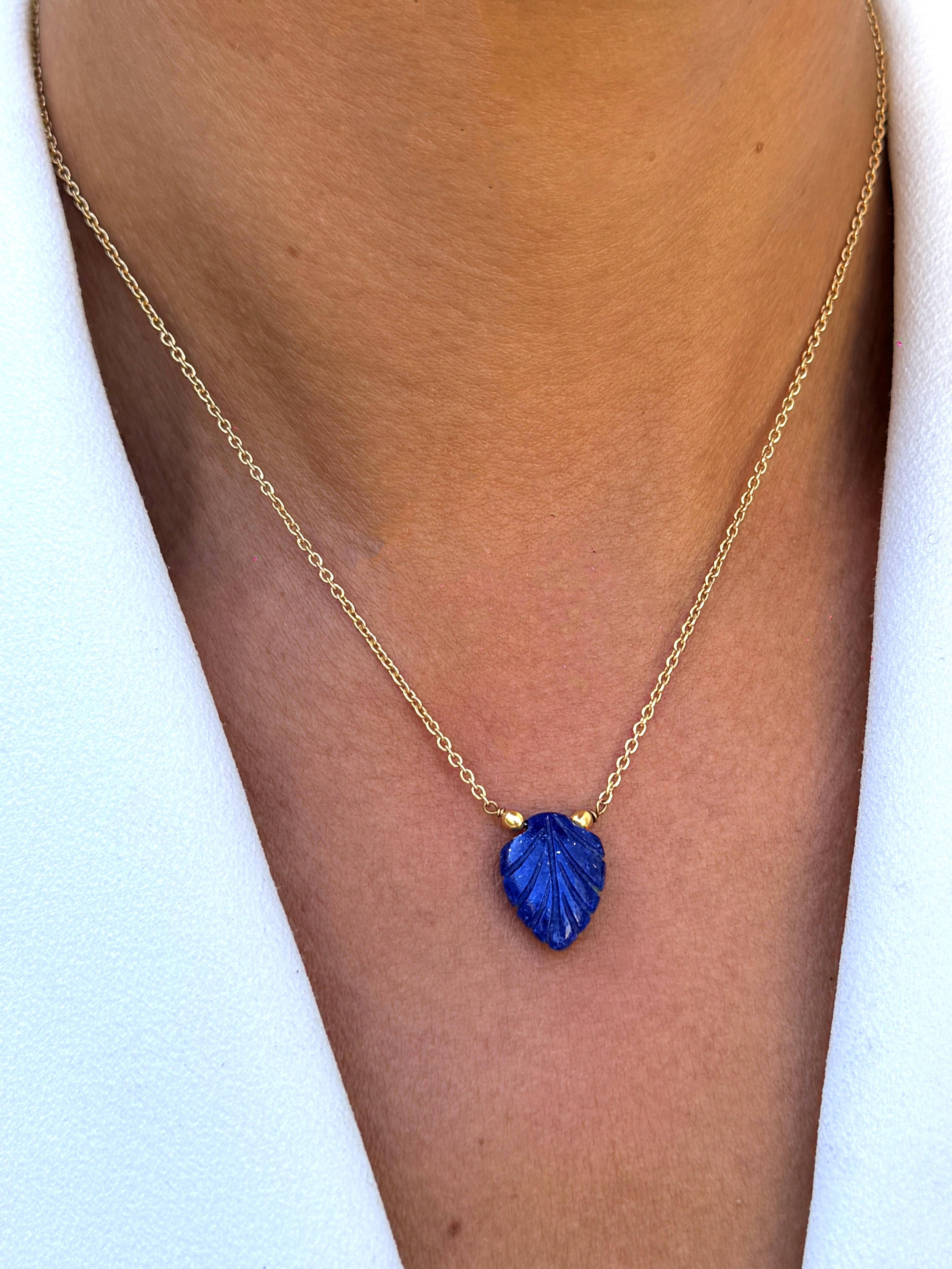 Collier doré Or jaune 18k assemblé de Lapis - lazuli - Maison Di Giorgio