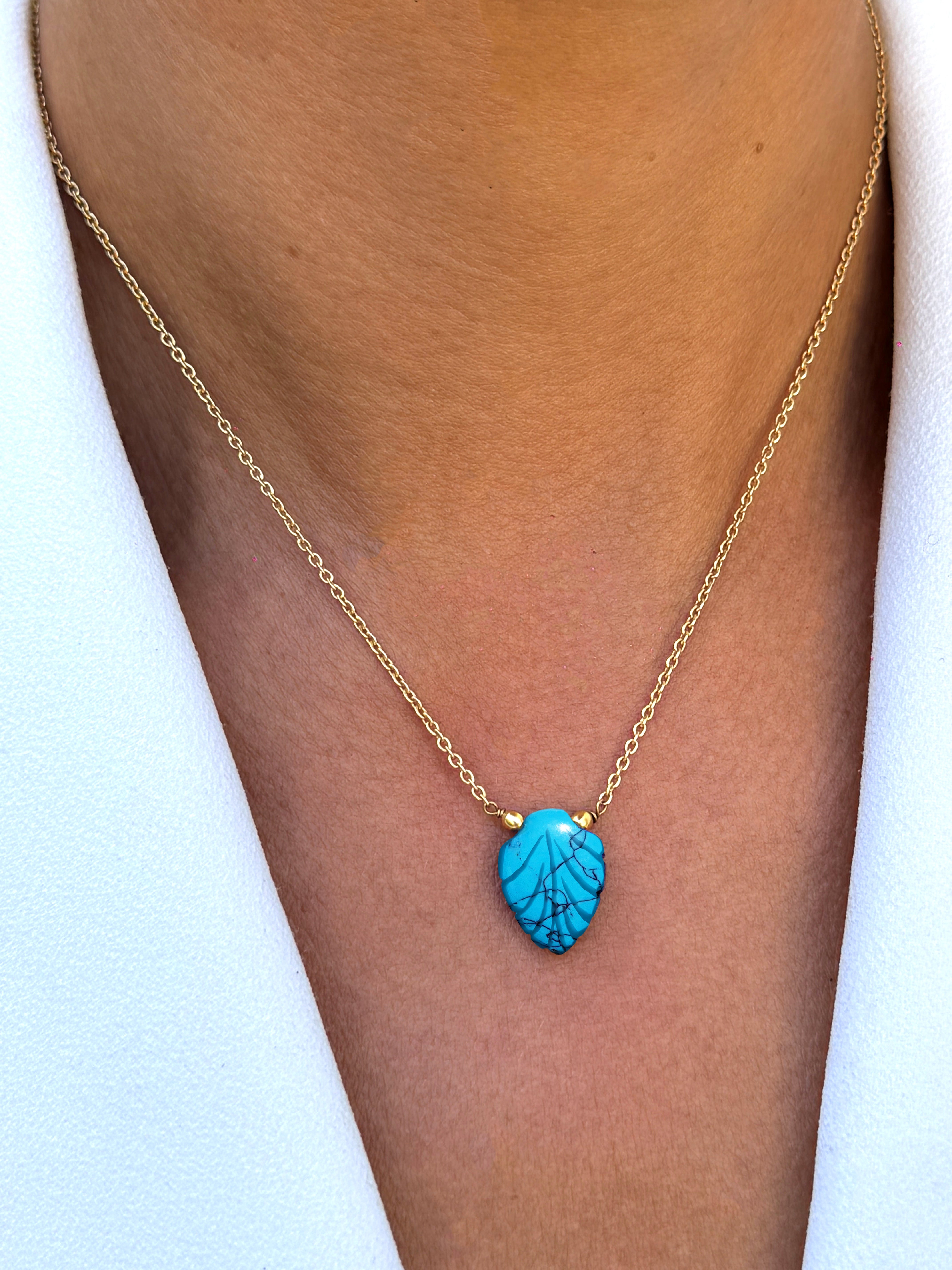 Collier doré Or jaune 18k assemblé de Turquoise - Maison Di Giorgio