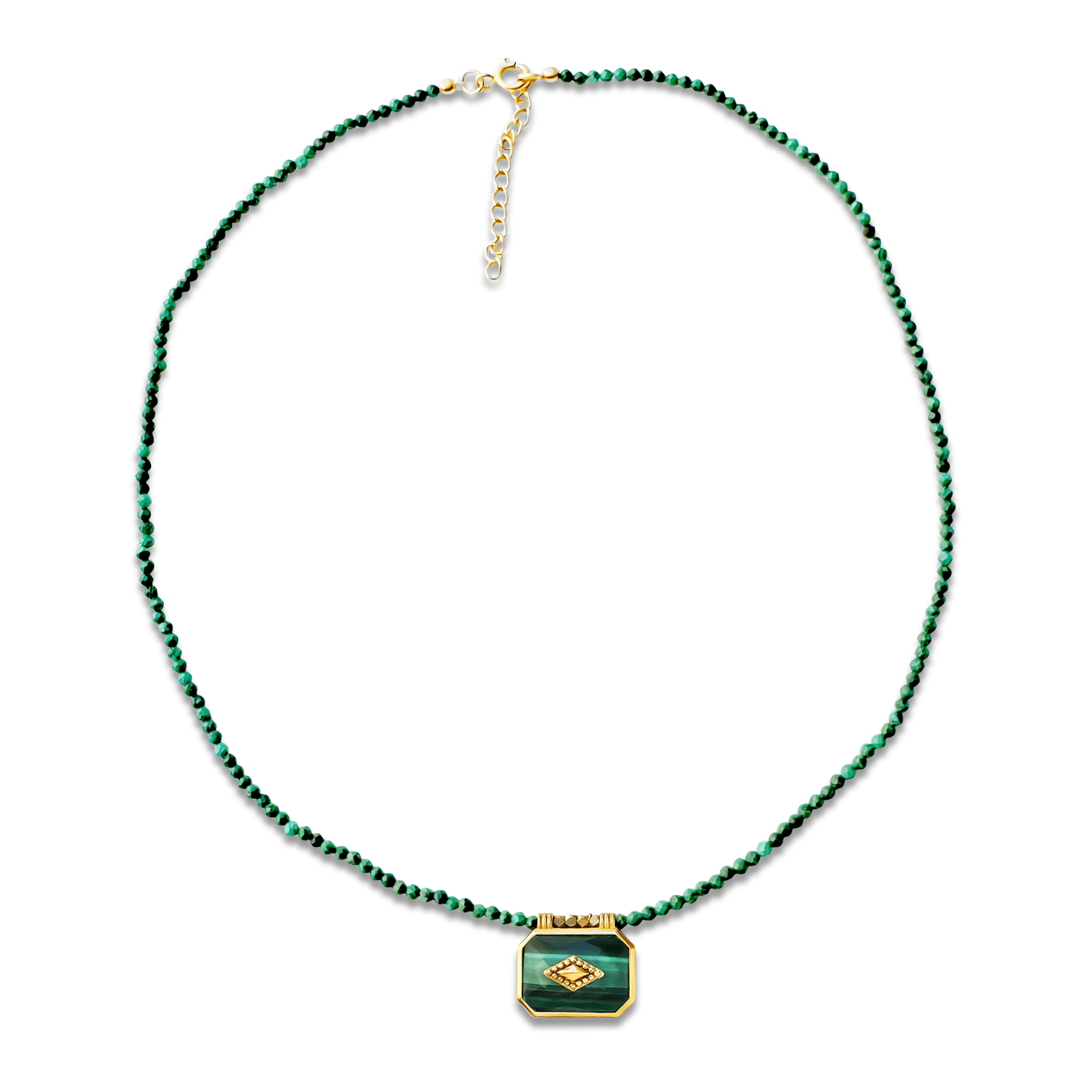 Collier doré Or jaune 18k assemblé de Malachite - Maison Di Giorgio