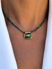 Collier doré Or jaune 18k assemblé de Malachite - Maison Di Giorgio