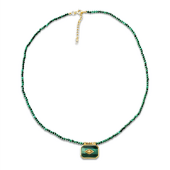 Collier doré Or jaune 18k assemblé de Malachite - Maison Di Giorgio