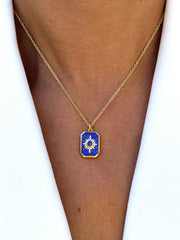 Collier doré Or jaune 18k assemblé de Lapis - lazuli - Maison Di Giorgio