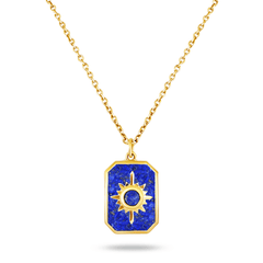 Collier doré Or jaune 18k assemblé de Lapis - lazuli - Maison Di Giorgio