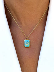 Collier doré Or jaune 18k assemblé de Turquoise - Maison Di Giorgio